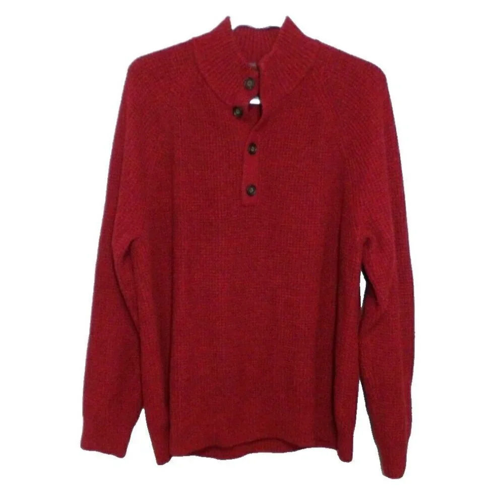 BANANA REPUBLIC red pullover Italian yarn wool blend sweater men's size XL
